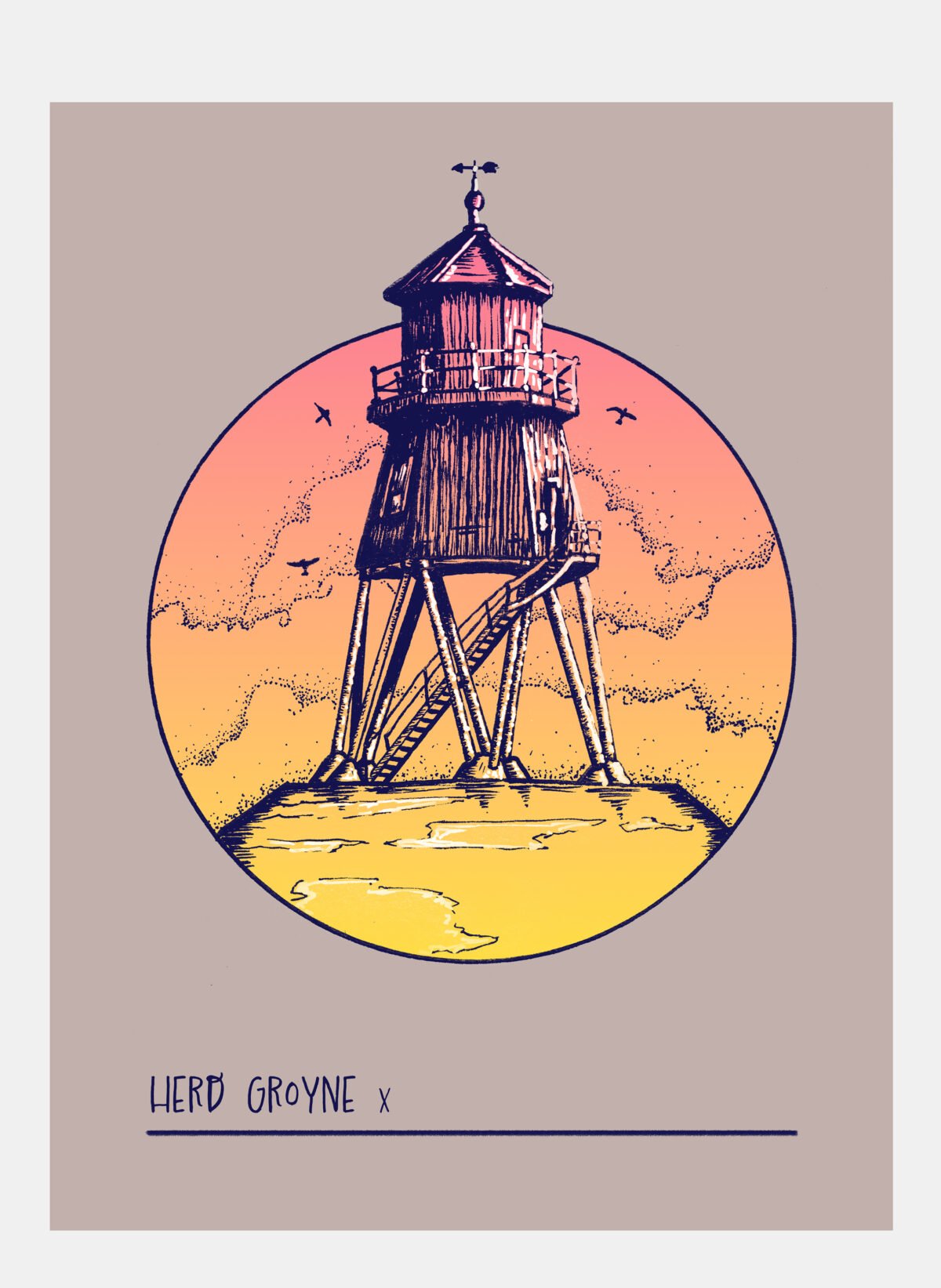 Herd Groyne South Shields Print